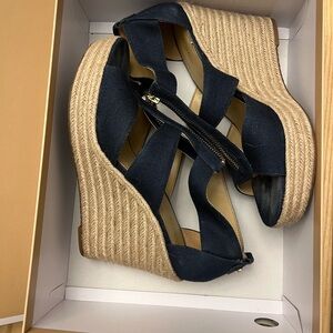 Navy Wedge Sandals- Size 9.5